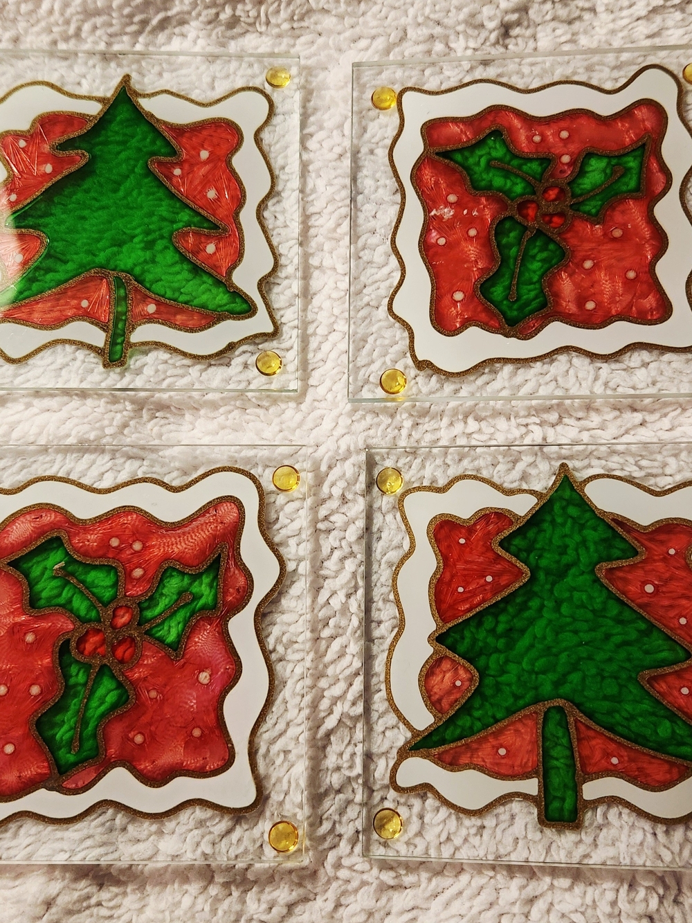 American Greetings Red and Green Holiday Coaster Set